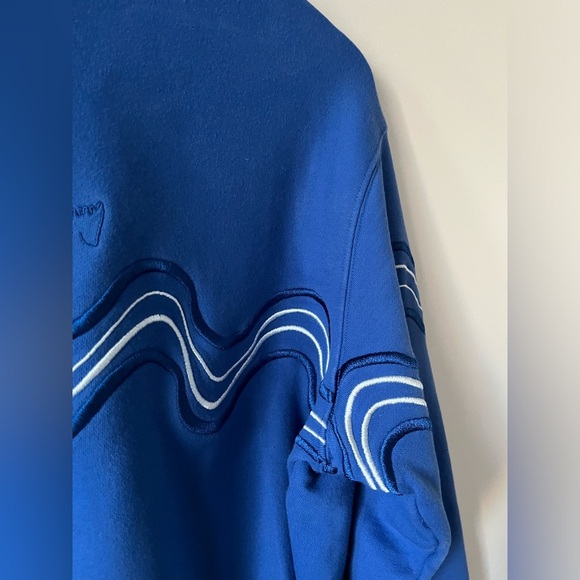 House of Sunny Make it Rain Sweatshirt in vivid royal blue w/ abstract wave - Picture 6 of 12